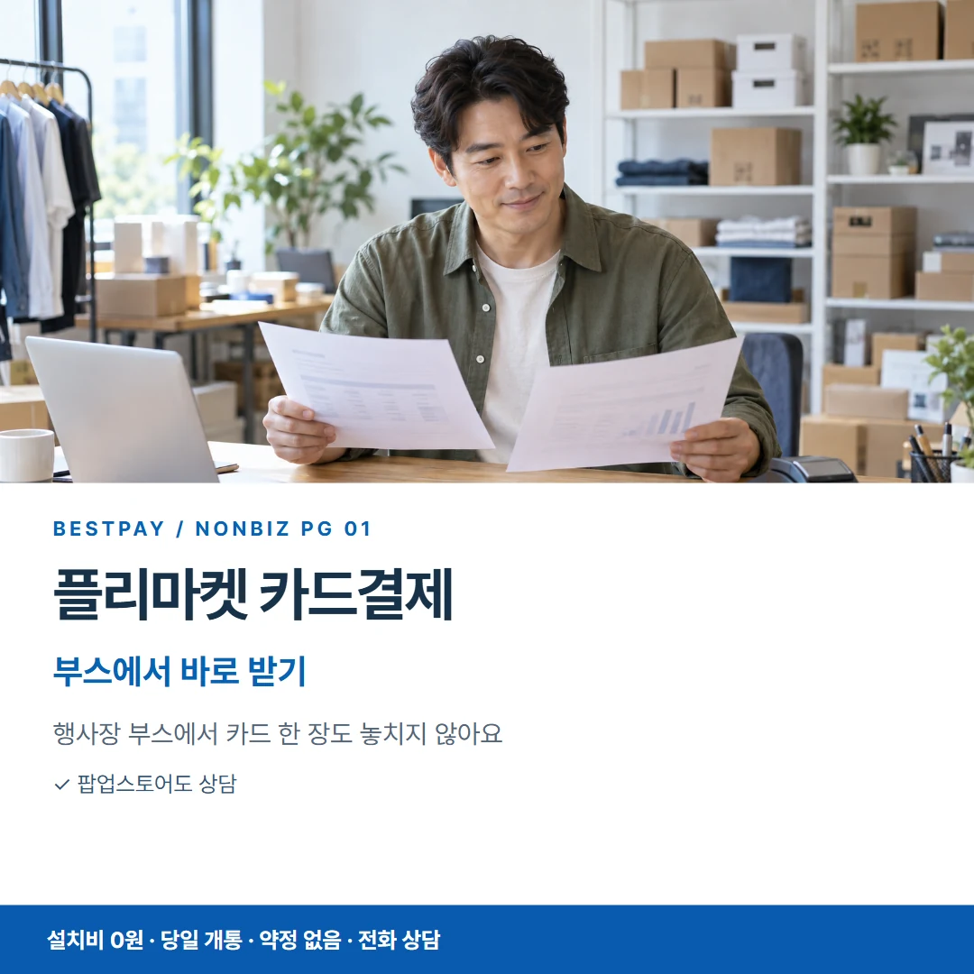 베스트페이 카드뉴스 1 · 플리마켓 카드결제 부스에서 바로 받기