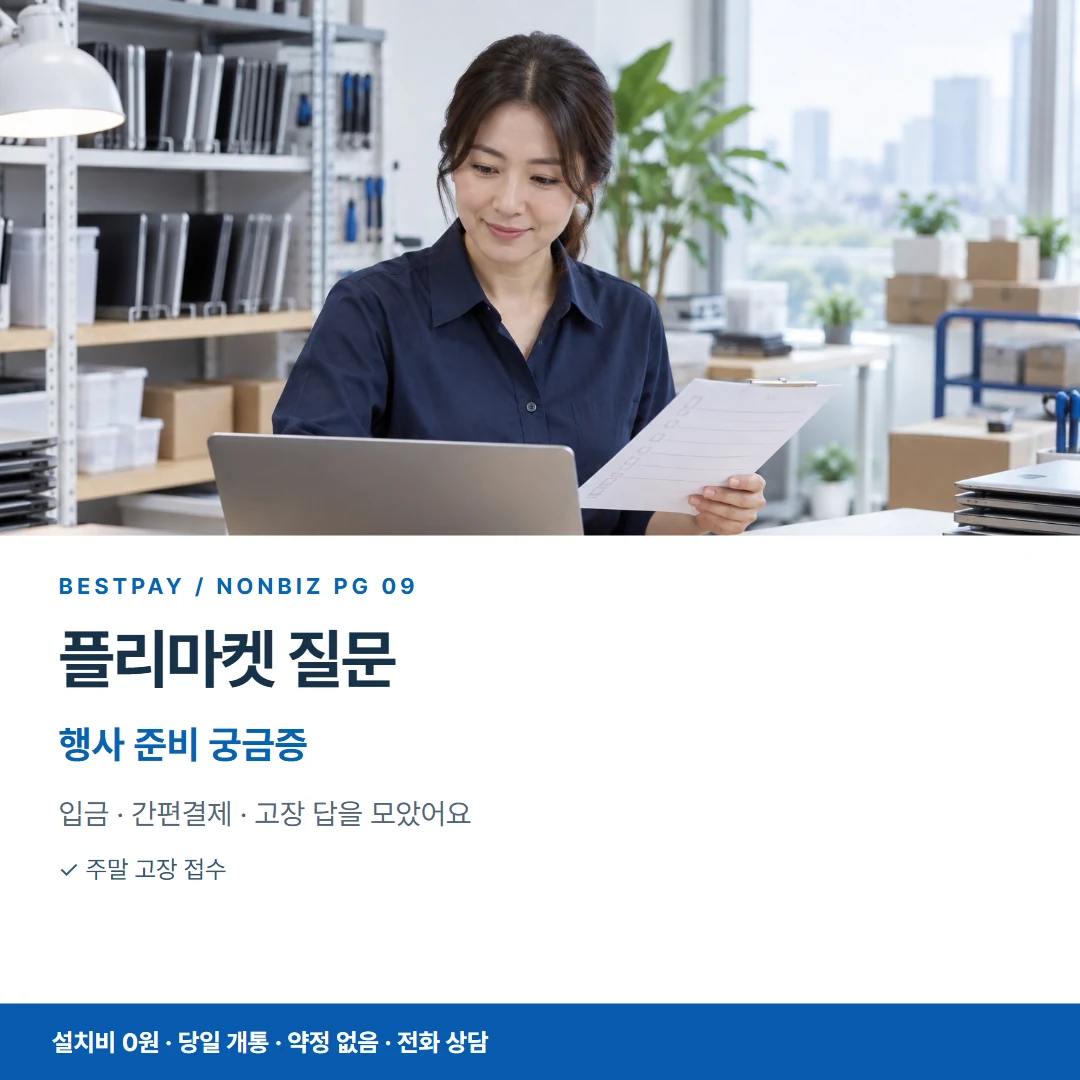 베스트페이 카드뉴스 9 · 플리마켓 질문 행사 준비 궁금증